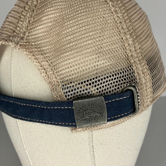 Tommy Bahama Blue Beige Mesh Embroidered Adjustable Hat Cap - Picture 4 of 8